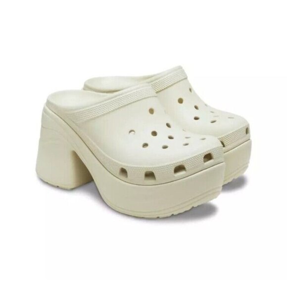 Crocs Womens Size 9 Siren Clog Platform Block High Heels Bone / White US W9/M7 - Picture 10 of 16